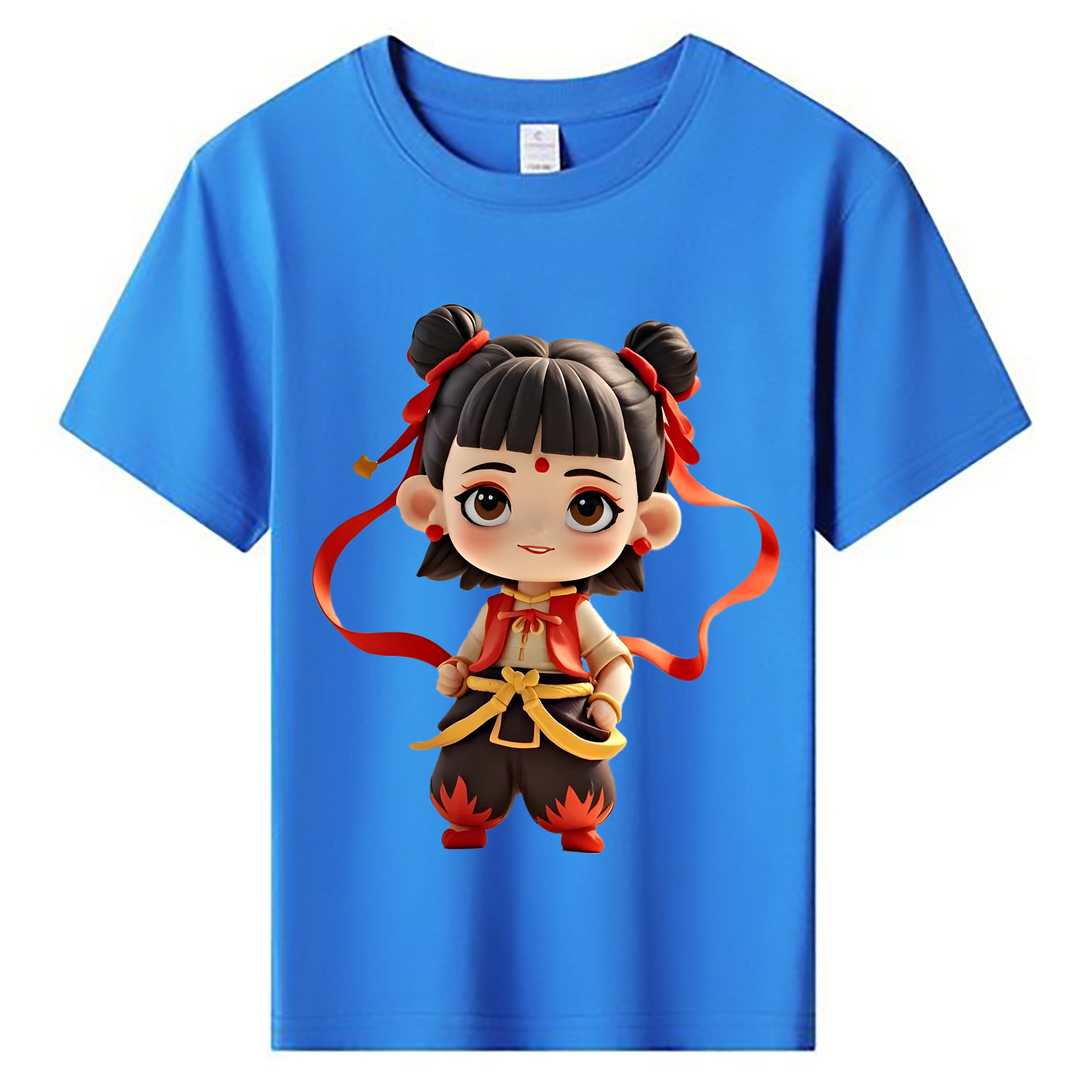 （画像用） Ne Zha 2 ナタ 魔童の大暴れ 綿100％キッズTシャツ（フロントプリント）